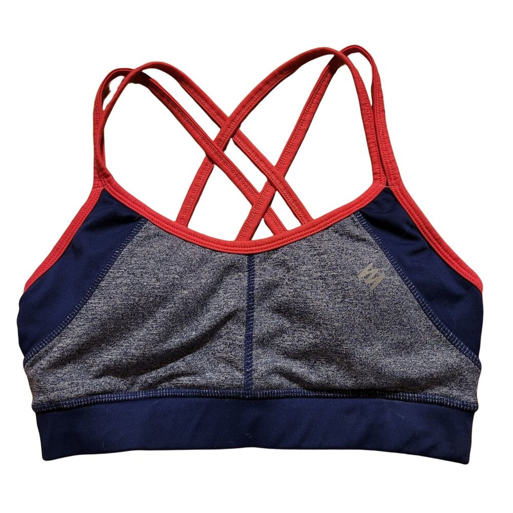 Nicole by Nicole Miller Women's XS Sports Bra Heathered Pink Navy Activewear